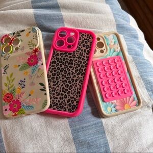 Phone Case Bundle - Floral, Leopard & Pop-It Pink Protective Covers
